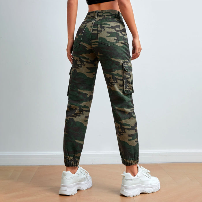 Camo Print Flap Pocket Denim Jeans