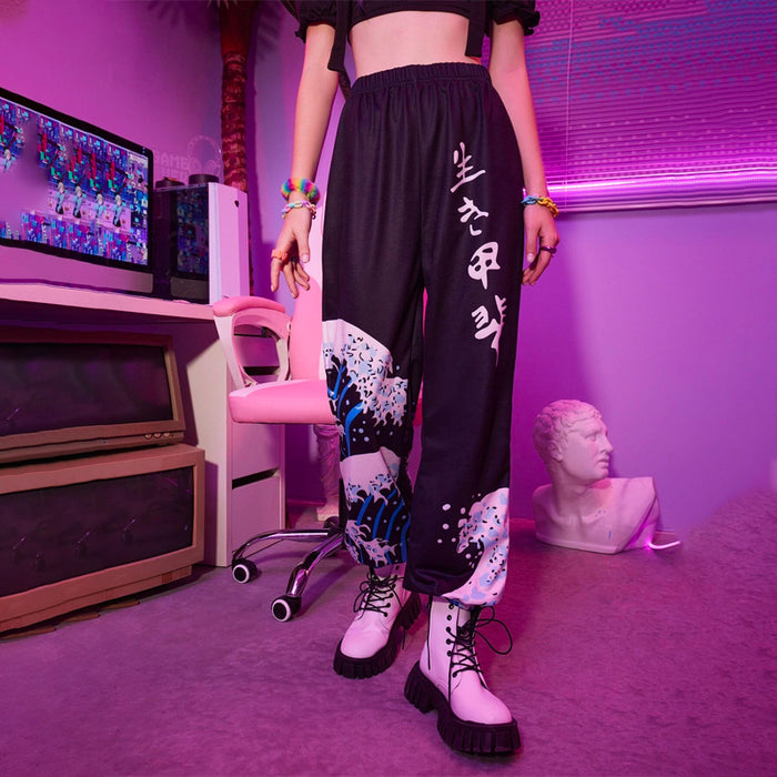 Anime Wave Graphic Sweatpants