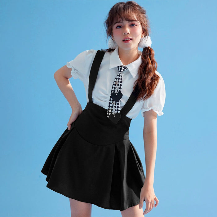 High Waist Pinafore Skirt