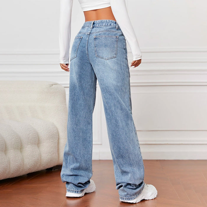 Heart Pattern Wide Leg Jeans