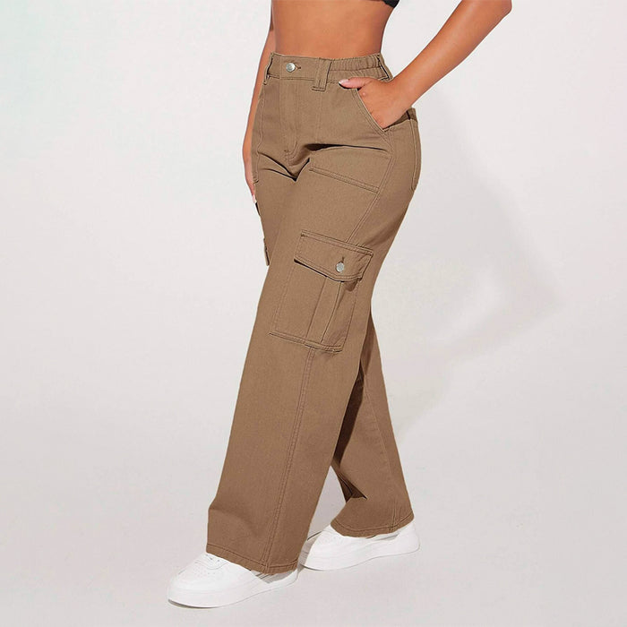 High Waist Flap Pocket Cargo Jeans