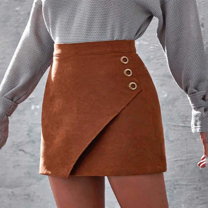 Frenchy Solid Garment Eyelet Mini Skirt