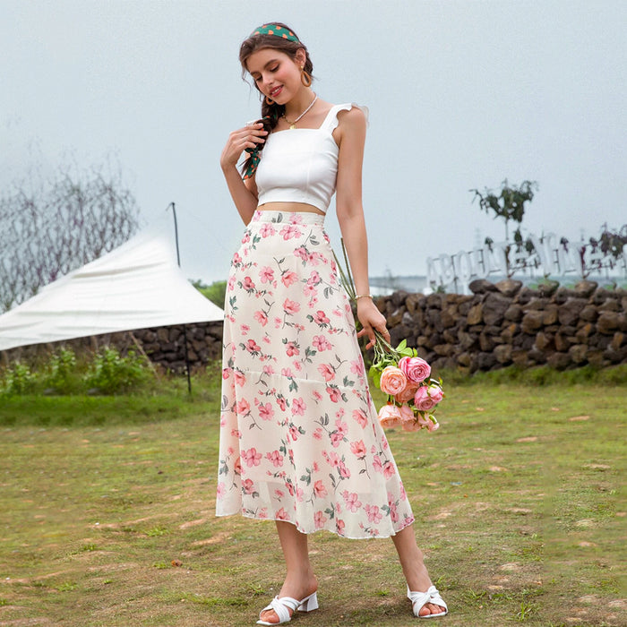 Floral Print High Waist Skirt