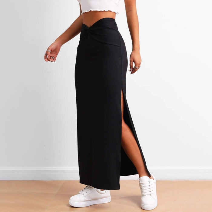 Twist Waist Split Thigh Skirt