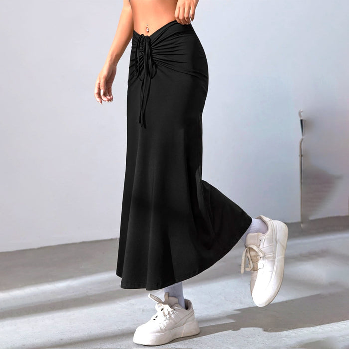 Drawstring Front Mermaid Hem Skirt