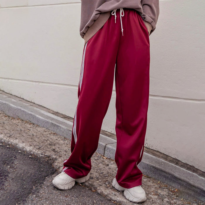 Striped Slant Pocket Wide Leg Sweatpants