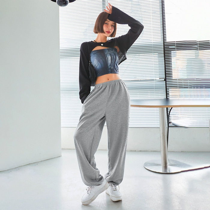 Letter Graphic Drawstring Hem Easy Wear Sweatpants