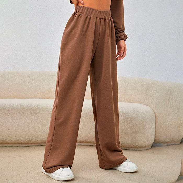 Elastic Waist Wide Leg Easy Wear Sweatpants