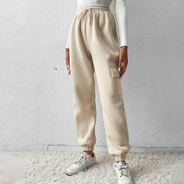 Flap Pocket Drawstring Waist Easy Wear Sweatpants