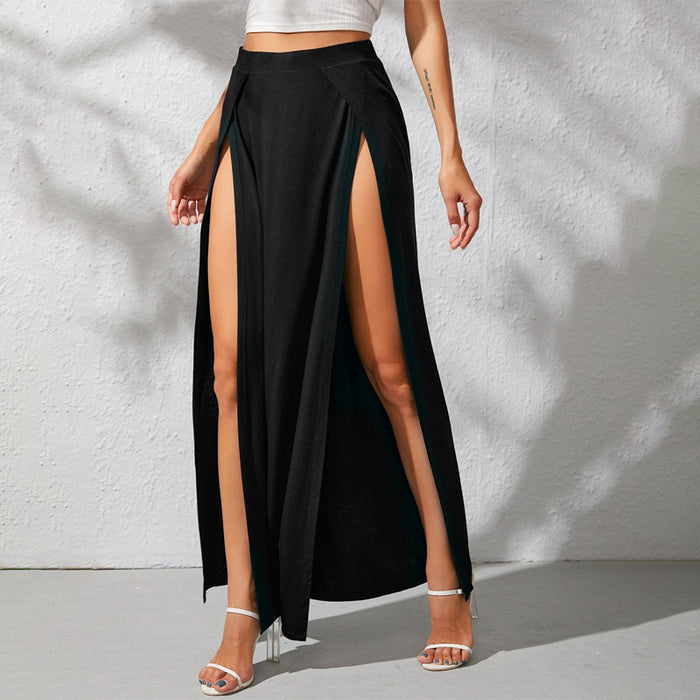 Elastic Waist M-slit Thigh Skirt