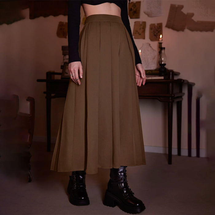 Solid Pleated Plain Skirt