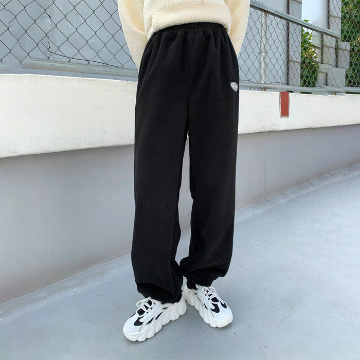 Elastic Waist Letter Patch Easy Wear Sweatpants