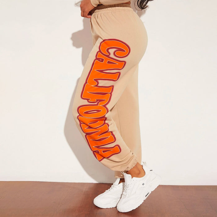 Letter Graphic Easy Wear Elastic Waist Sweatpants