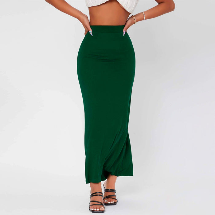 Casual High Waist Solid Pencil Skirt