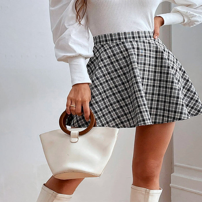 Plaid Print A-line Skirt