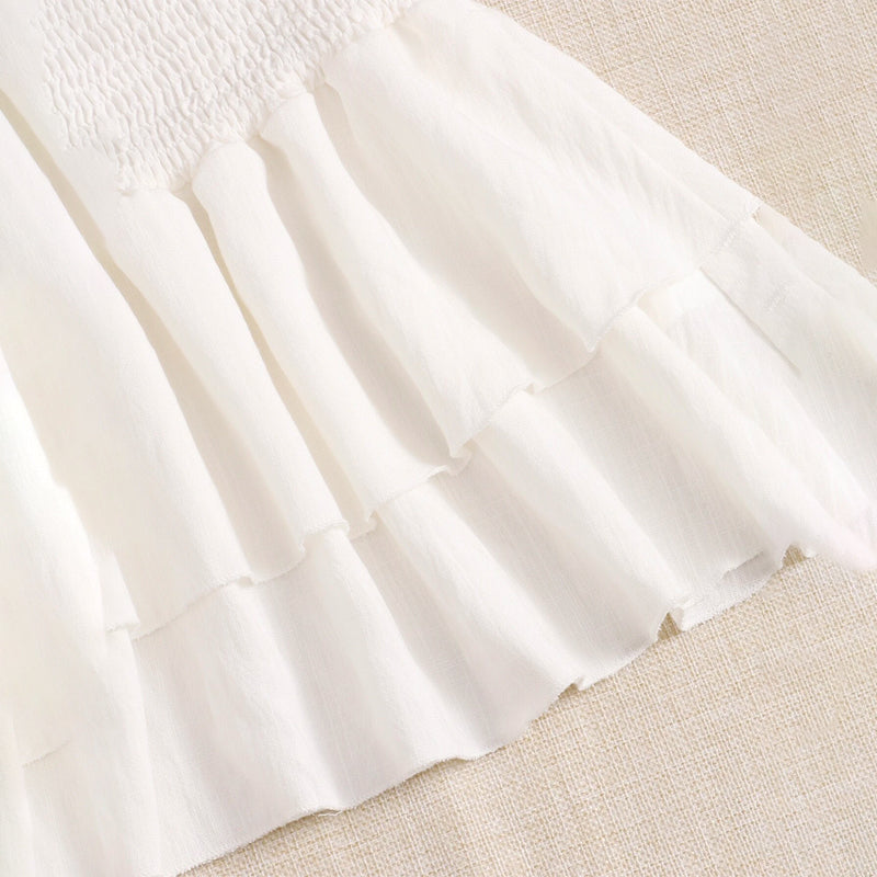 Shirred Waist Layered Hem Skirt