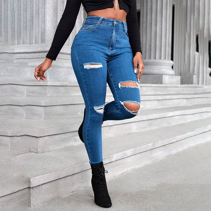 Slant Pocket Ripped Skinny Jeans