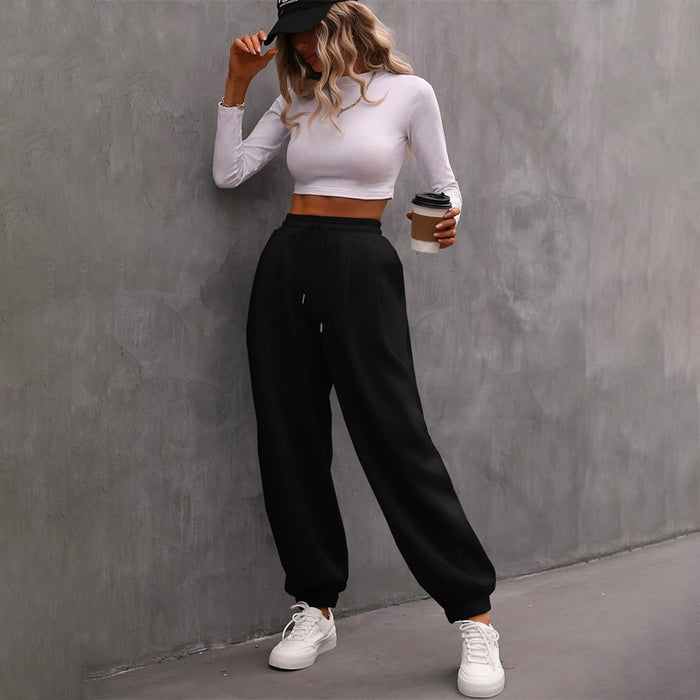 Slant Pockets Drawstring Easy Wear Sweatpants