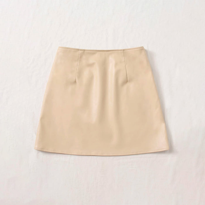 Split Thigh PU Leather Skirt