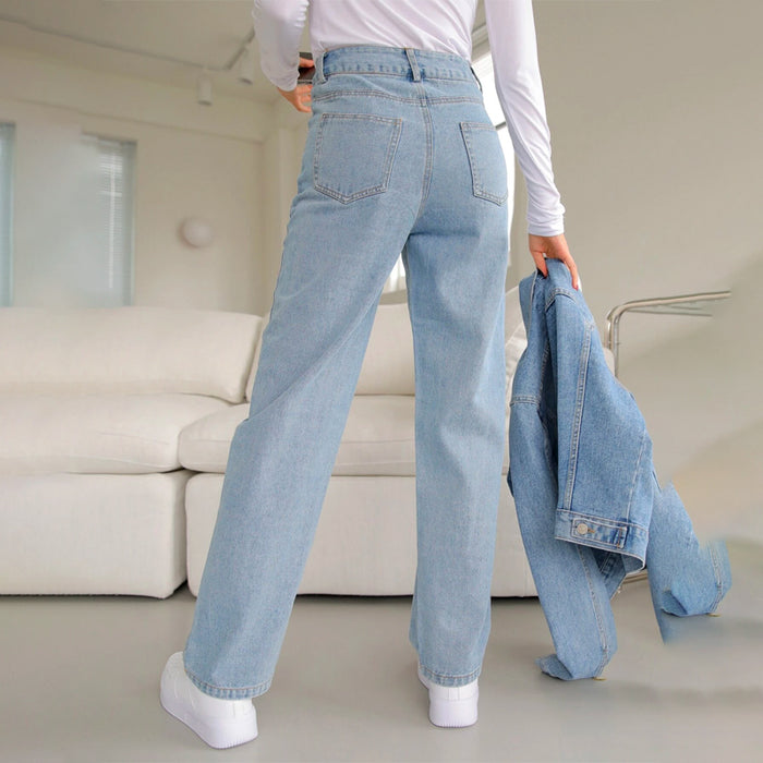 High Waisted Long Denim Jeans