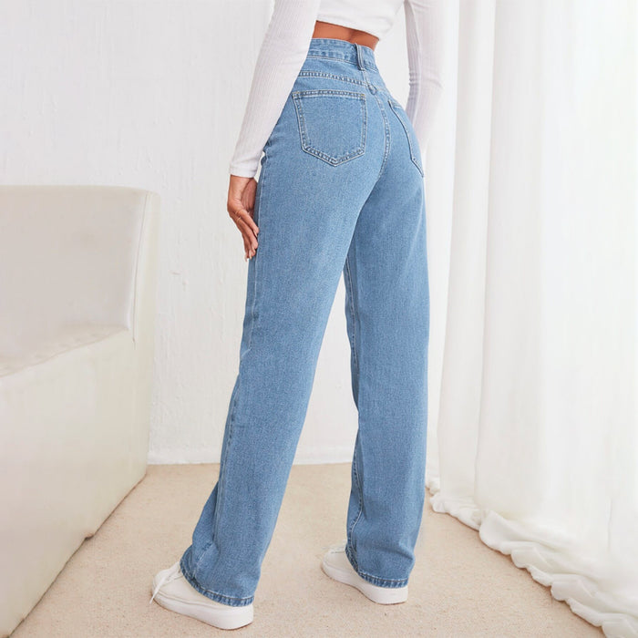 High Waisted Straight Leg Jeans