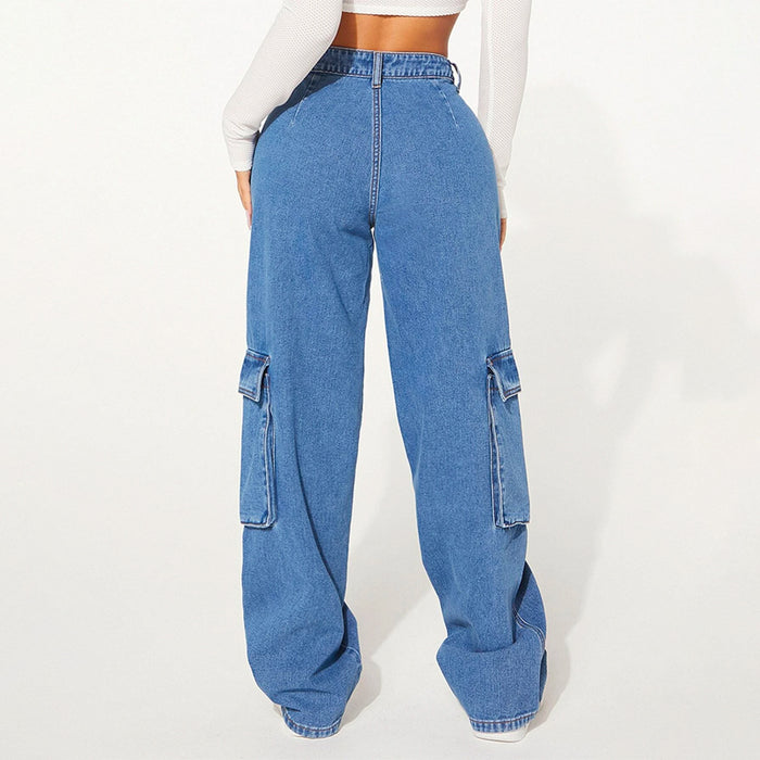 Flap Pocket Loose Side Cargo Jeans