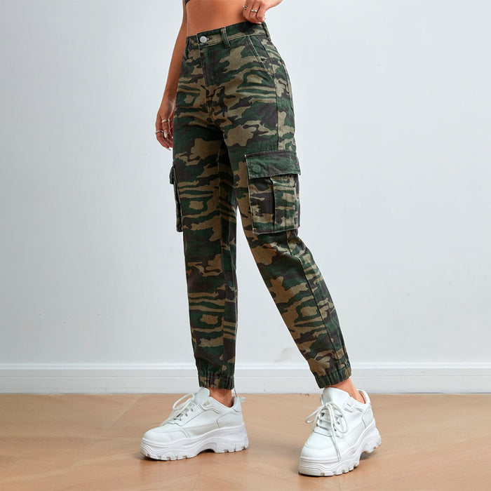 Camo Print Flap Pocket Denim Jeans