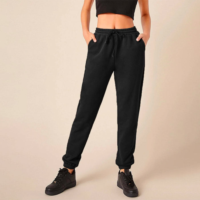 Solid Drawstring Waist Easy Wear Sweatpants