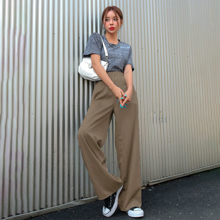 Elastic Waist Casual Polyester Pants