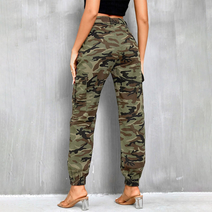 Camo Print Flap Pocket Side Jogger Jeans