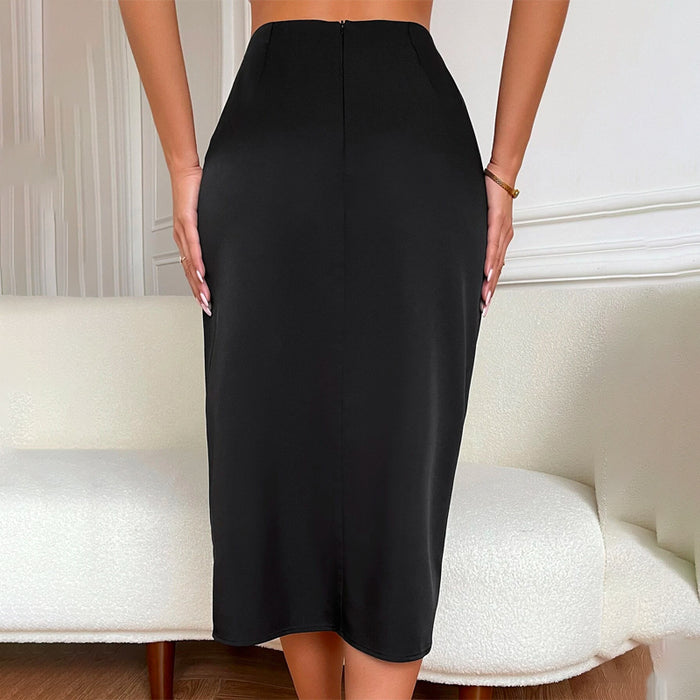 High Waist Ruched Asymmetrical Hem Skirt