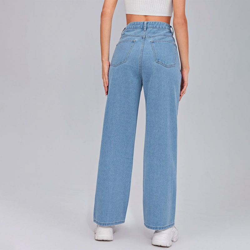 Embroidery Heart Wide Leg Jeans