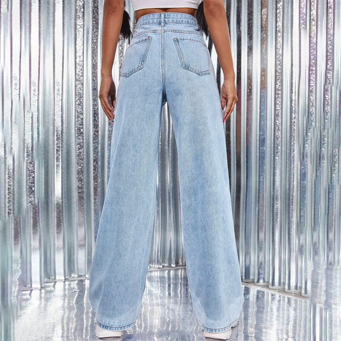 Loose Light Wash Wide Leg Jeans