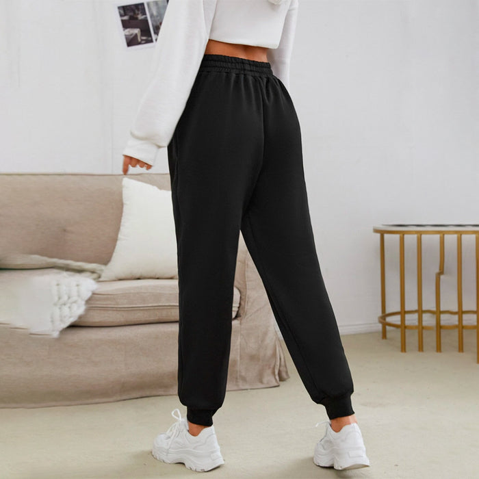 Solid Slant Pocket Elastic Waist Sweatpants