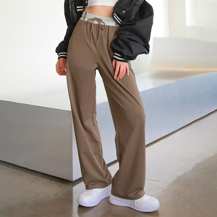 Contrast Trim Drawstring Waist Sweatpants