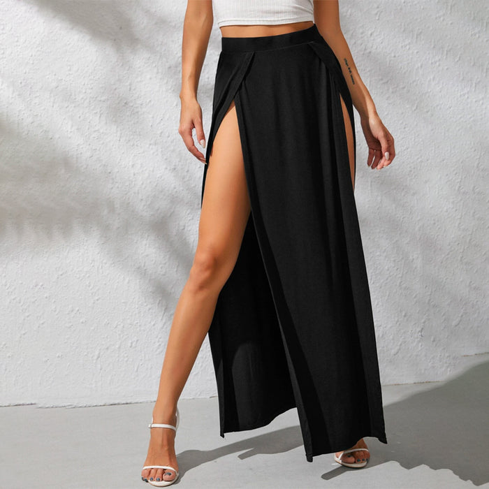 Elastic Waist M-slit Thigh Skirt