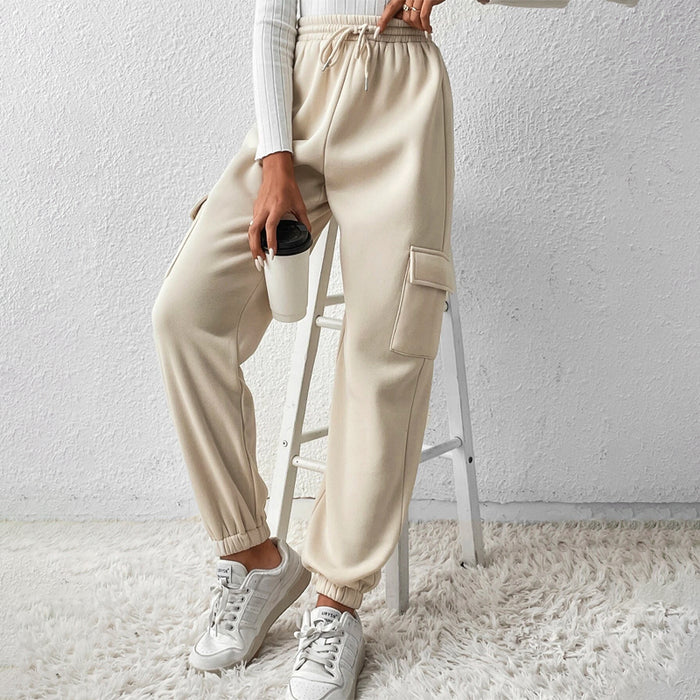 Flap Pocket Drawstring Waist Easy Wear Sweatpants