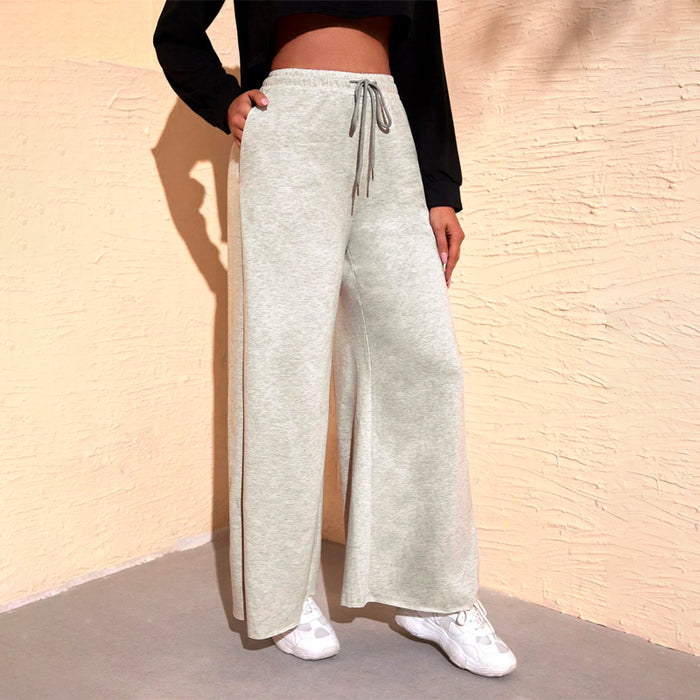 Drawstring Waist Wide Leg Slant Pocket Sweatpants