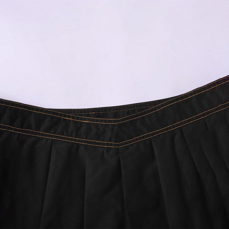 Low Rise Stitch Detail Zip Side Pleated Skirt