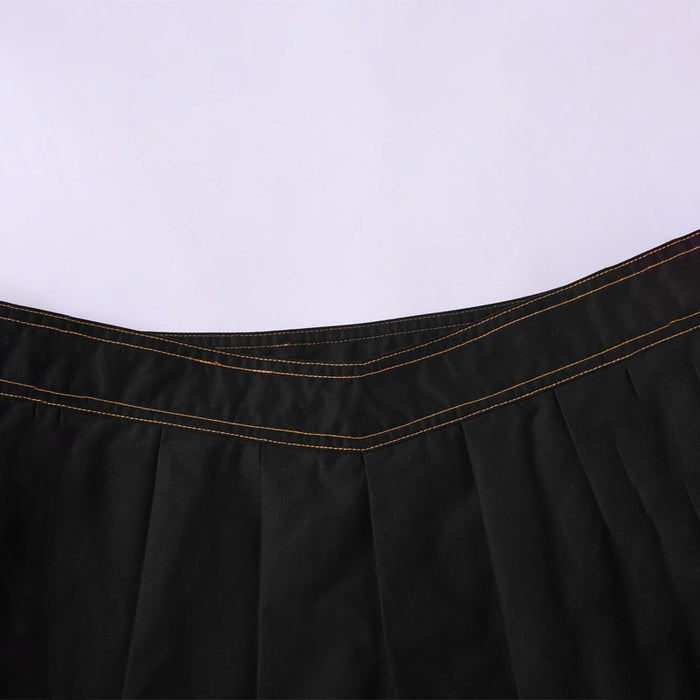 Low Rise Stitch Detail Zip Side Pleated Skirt