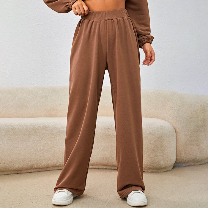 Elastic Waist Wide Leg Easy Wear Sweatpants