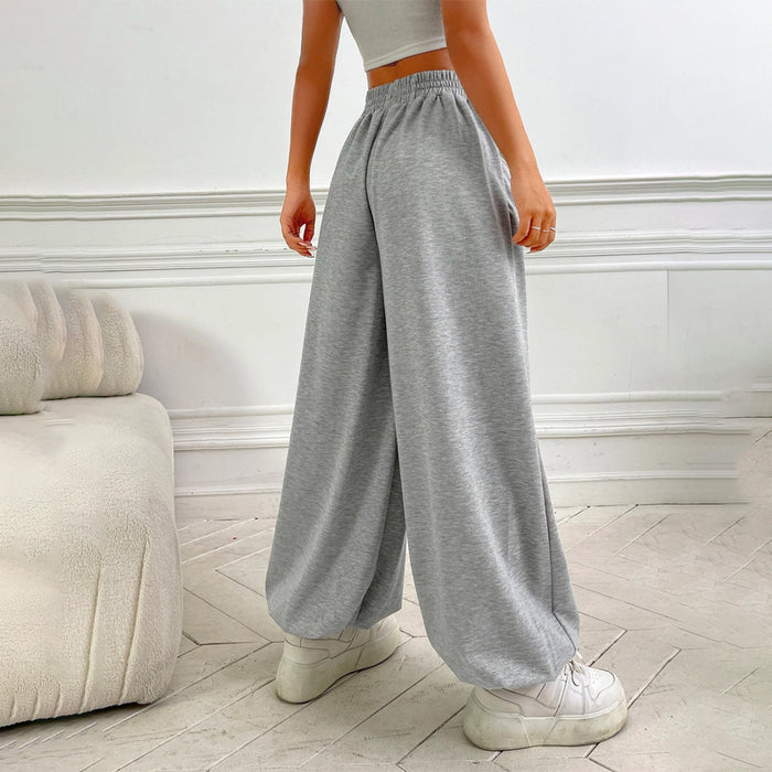 Elastic Waist Slant Pocket Loose Fit Sweatpants