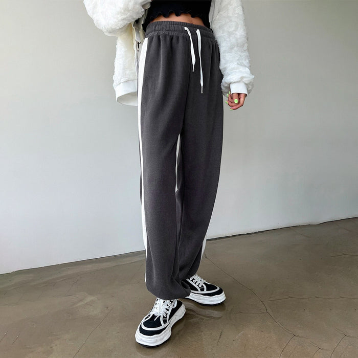 Contrast Side Seam Drawstring Waist Sweatpants