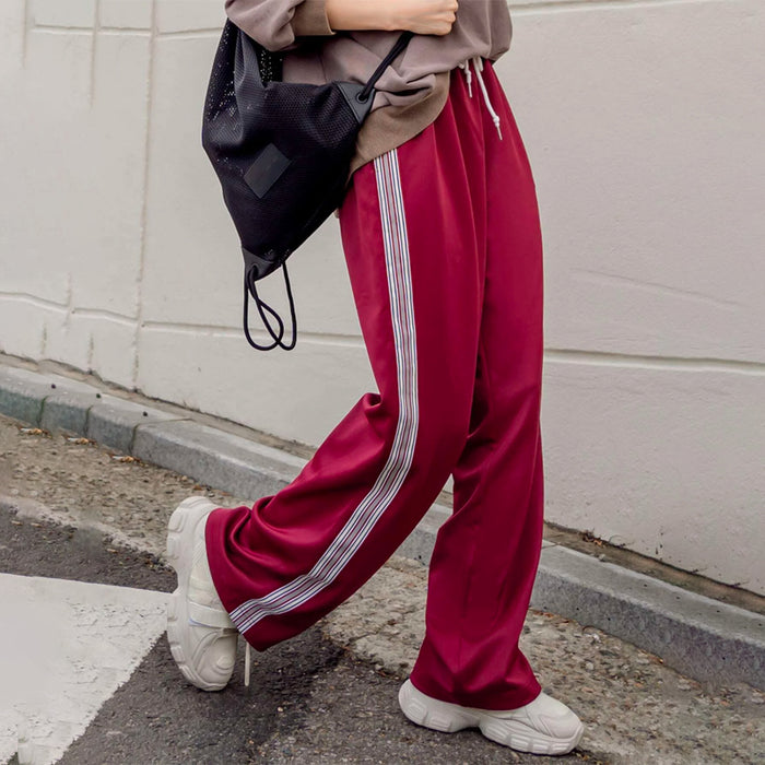 Striped Slant Pocket Wide Leg Sweatpants