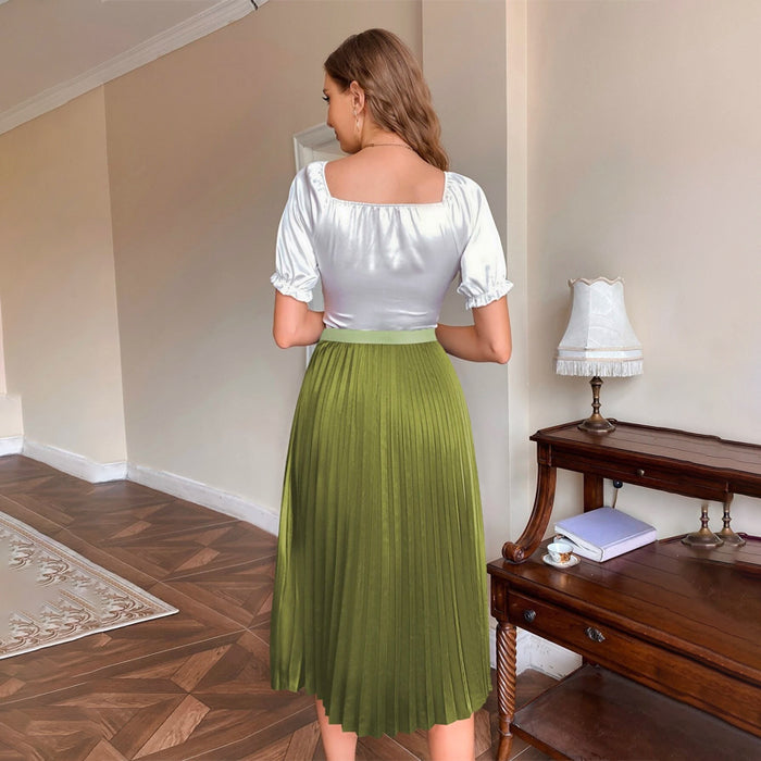 Easy Wear Solid Pleated Skirt