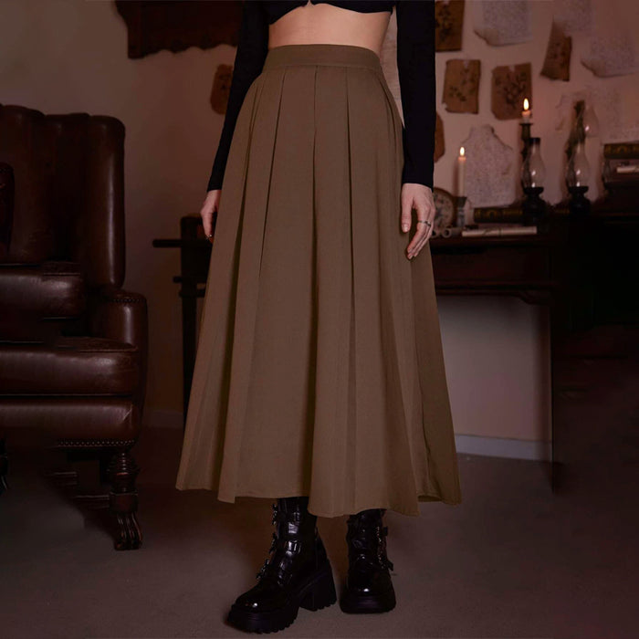 Solid Pleated Plain Skirt