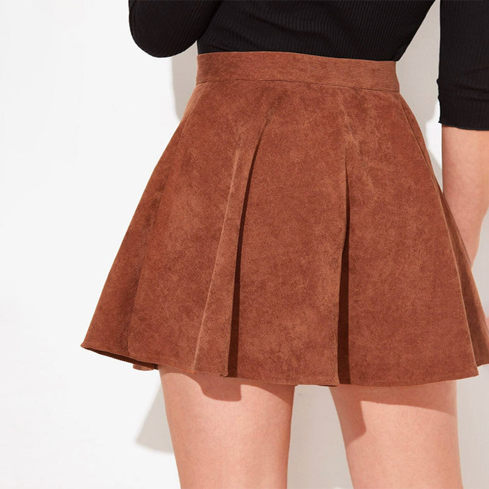 Button Up Flare Corduroy Skirt