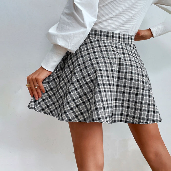 Plaid Print A-line Skirt