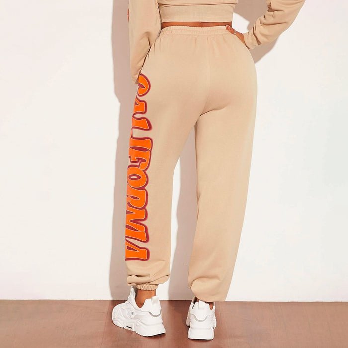 Letter Graphic Easy Wear Elastic Waist Sweatpants