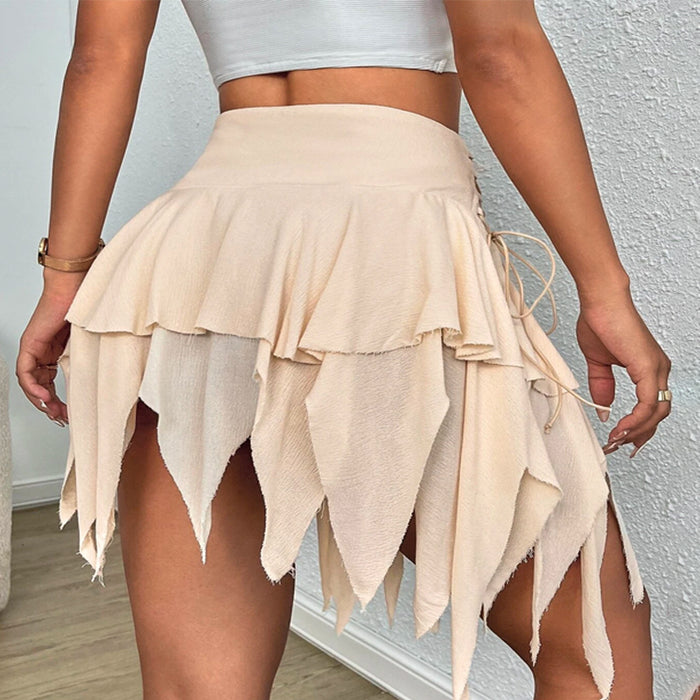 Lace Up Side Hanky Hem Skirt